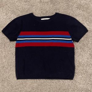 Navy knit crop top t shirt